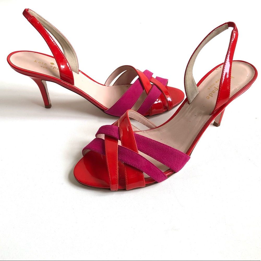Kate Spade Pink and Red Sasha slingback pumps